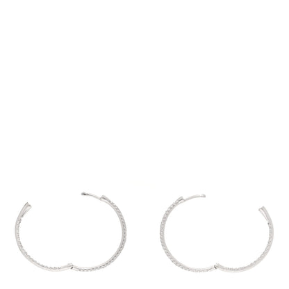 Roberto Coin 18K White Gold Diamond Large Inside Outside Hoop Earrings 3 of 4