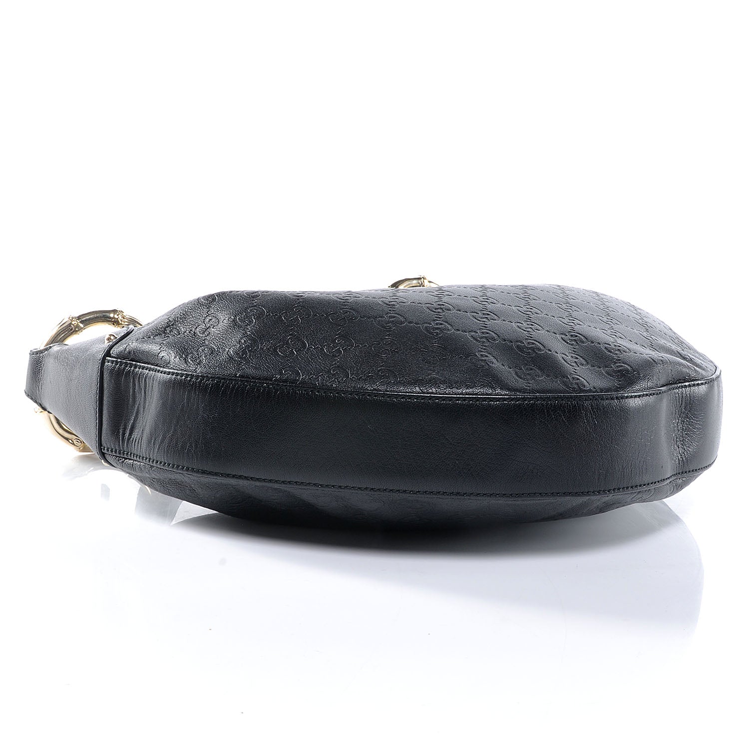 Gucci Guccissima Half Moon Bamboo Ring Hobo Black 4 of 7