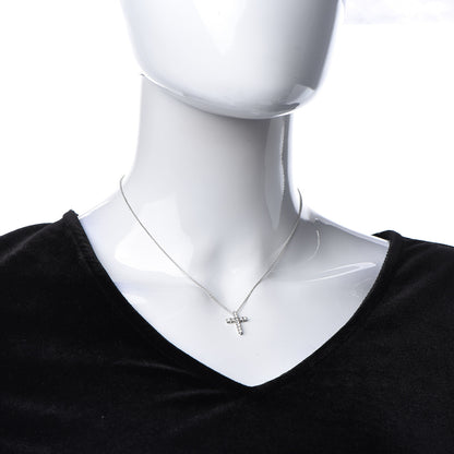 Tiffany Platinum Diamond Small Cross Pendant Necklace 2 of 8