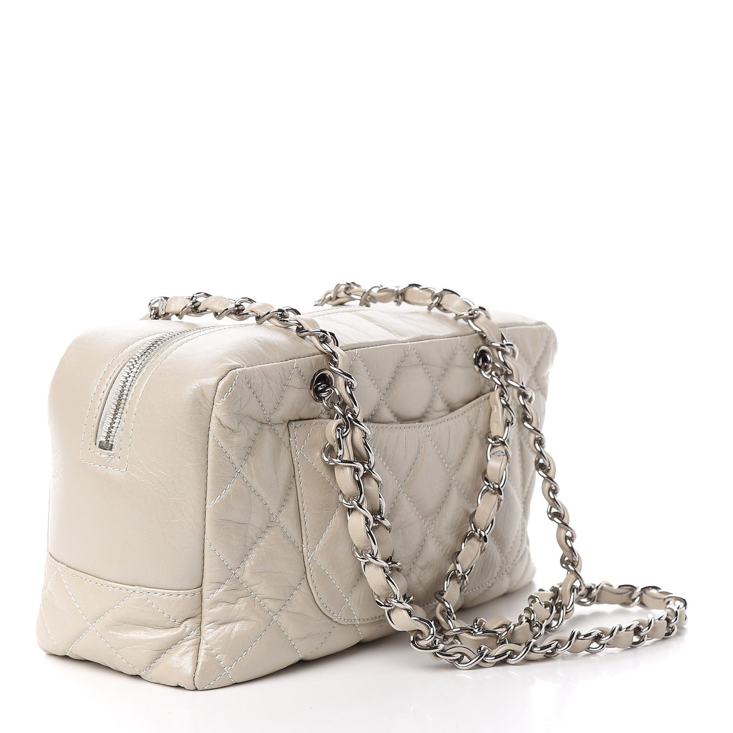 Aged Calfskin Quilted Cotton Club Bowler Pearl