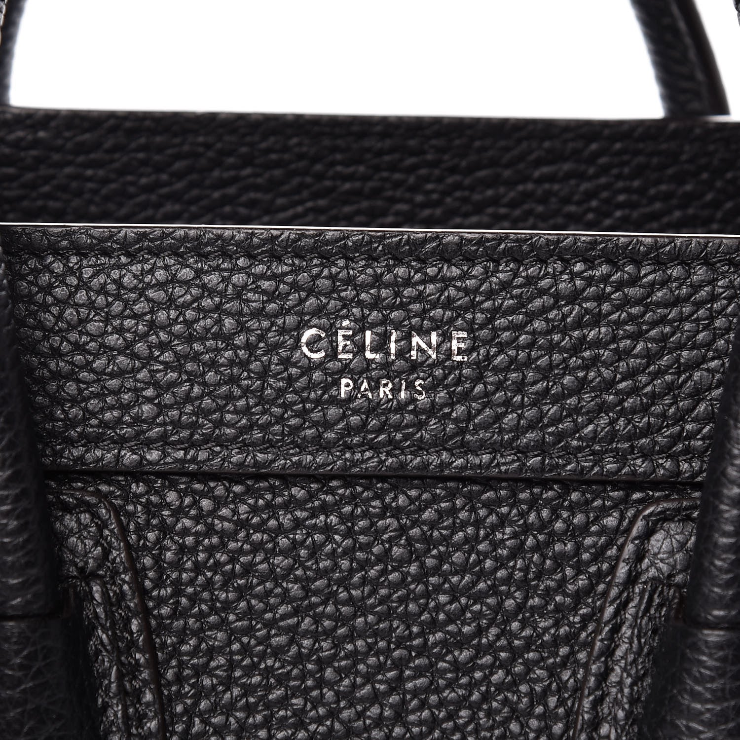 Celine Drummed Calfskin Nano Luggage Black 6 of 9