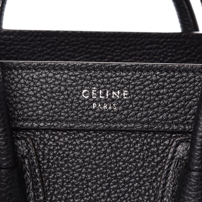 Celine Drummed Calfskin Nano Luggage Black 6 of 9