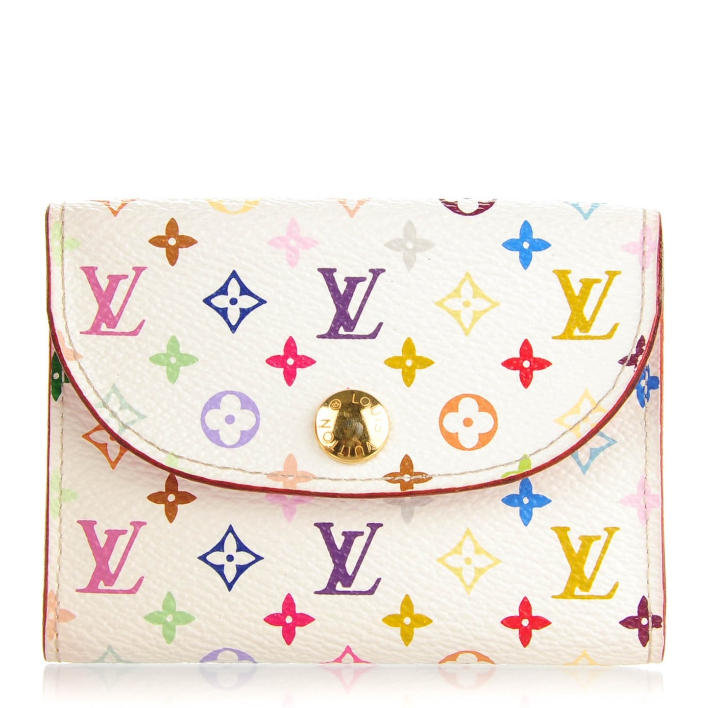 Monogram Multicolor Business Card Holder White Litchi