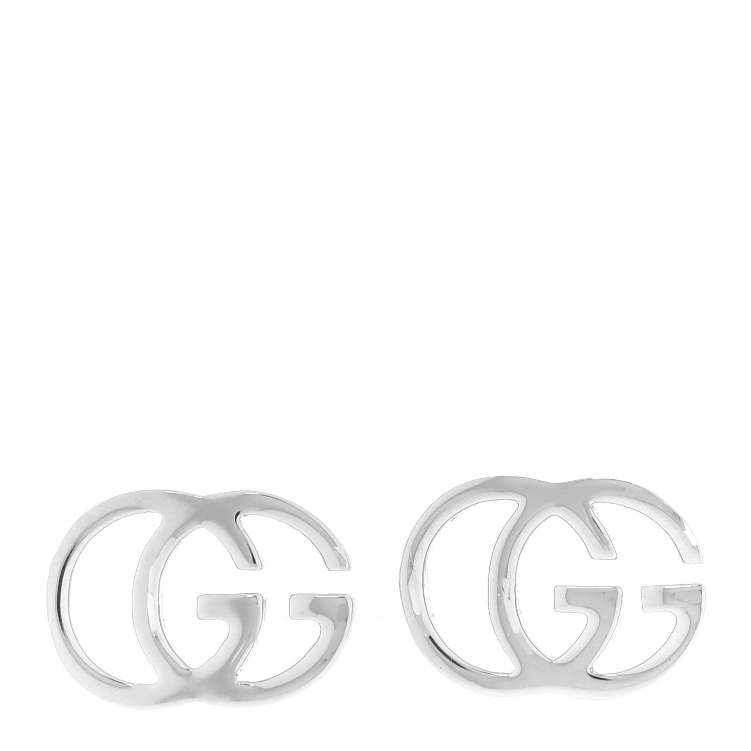 Gucci 18K White Gold GG Tissue Stud Earrings 1 of 6