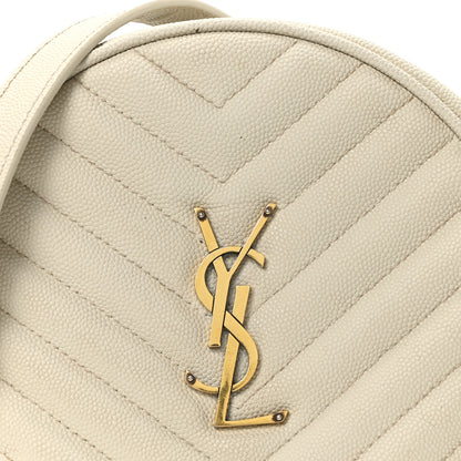 Saint Laurent Grain De Poudre Matelasse Chevron Quilted Round Vinyle Camera Bag Crema Soft 8 of 10
