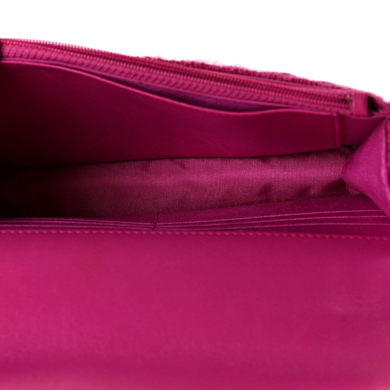 Chanel Wool Tweed Lambskin Quilted Chanel 19 Wallet On Chain WOC Fuchsia 4 of 10