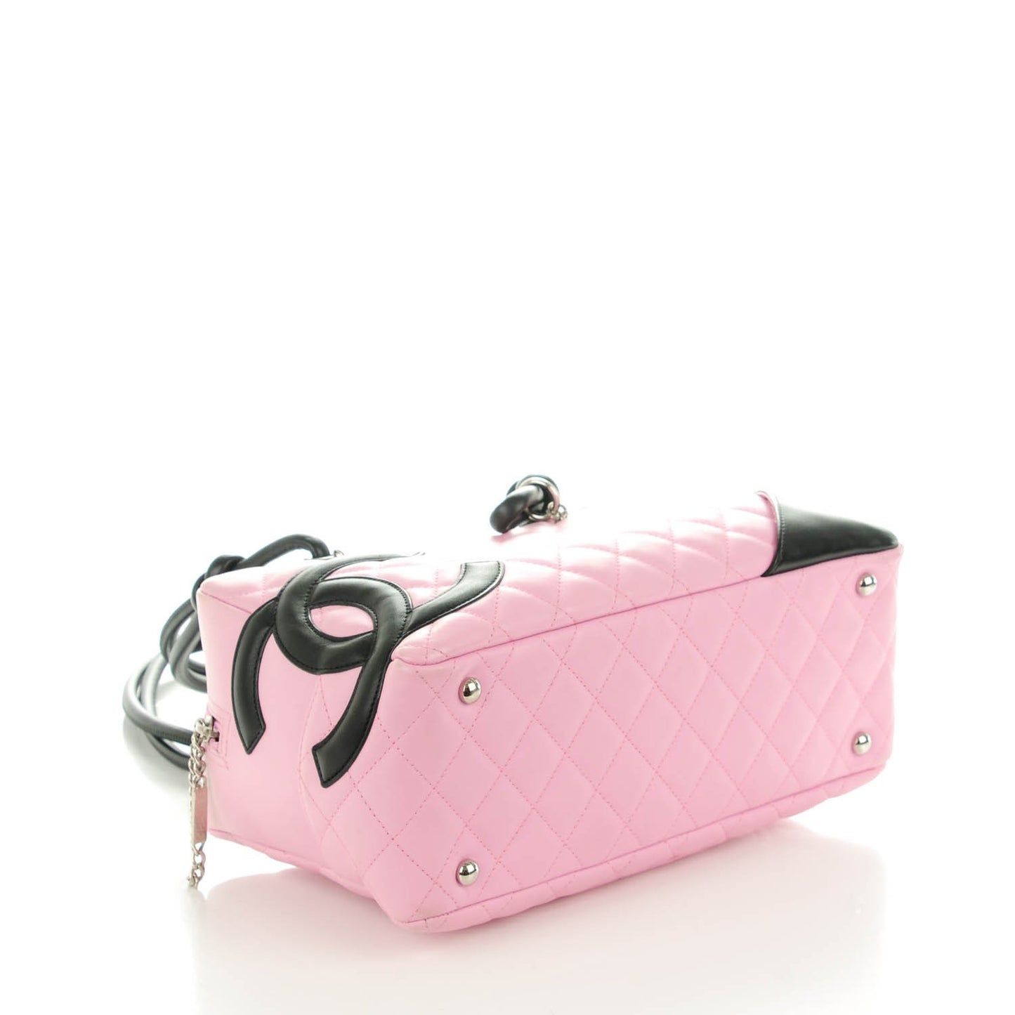 Calfskin Quilted Large Cambon Bowler Pink Black