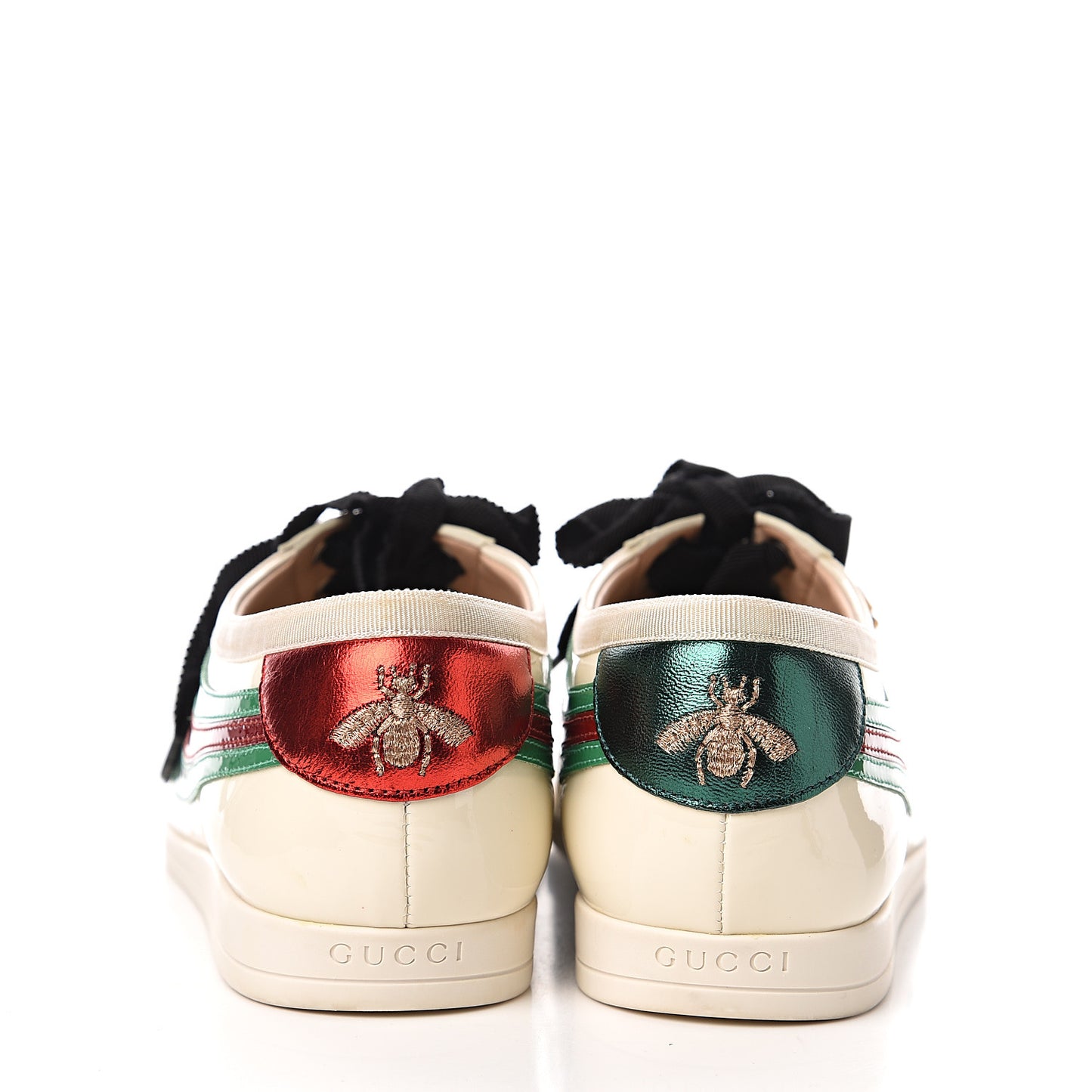 Patent Crystal Web GG Womens Falacer Sneakers 40 Mystic White New Shamarock Red