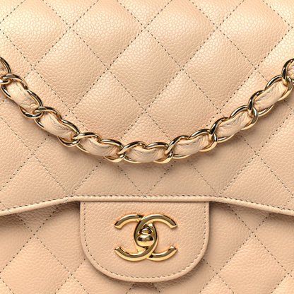 Chanel Caviar Quilted Jumbo Double Flap Beige 8 of 11