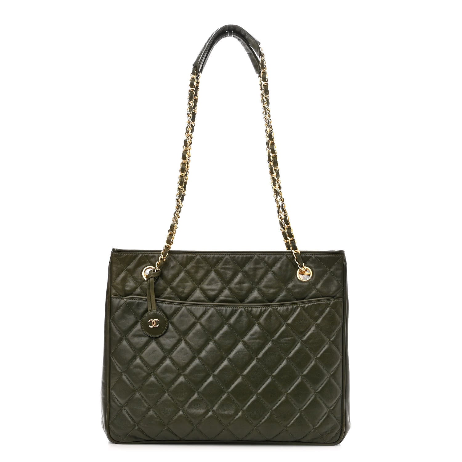 Chanel Lambskin Quilted Shopping Tote Green 1 of 10