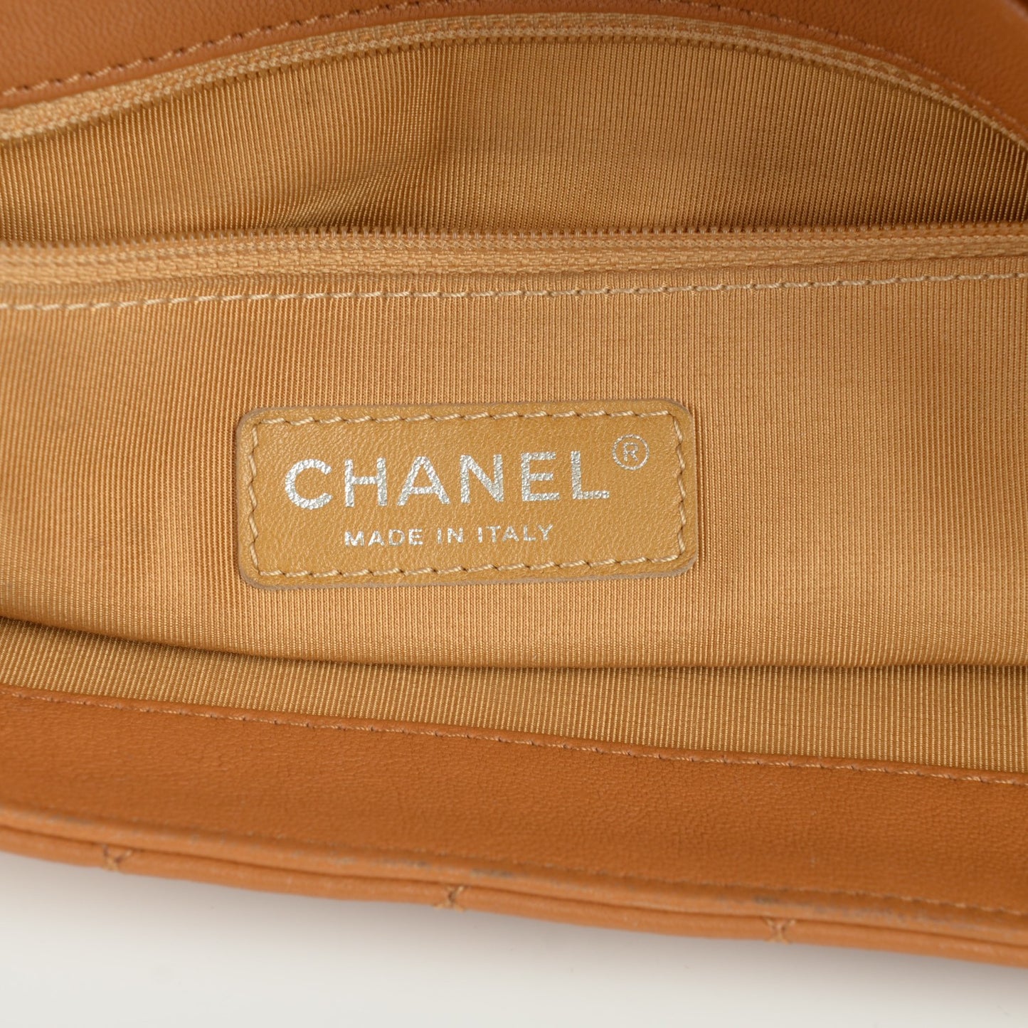 Washed Lambskin Quilted Maxi Chain Around Flap Dark Beige