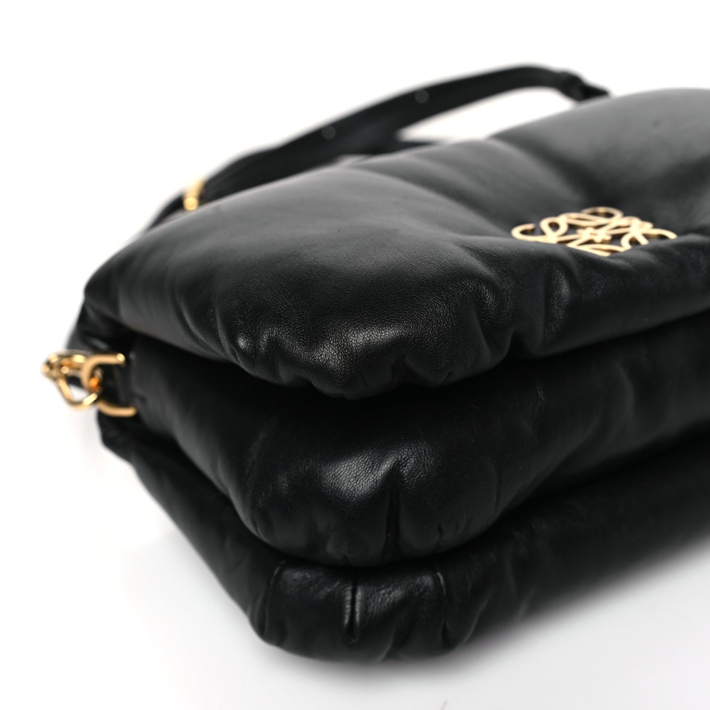 Shiny Nappa Lambskin Mini Goya Puffer Bag Black