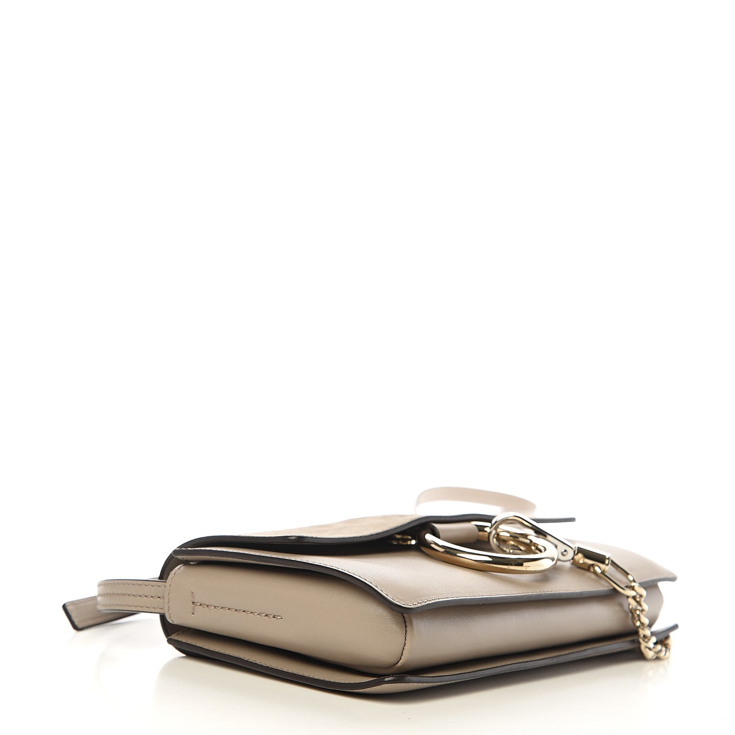 Suede Calfskin Small Faye Shoulder Bag Motty Grey