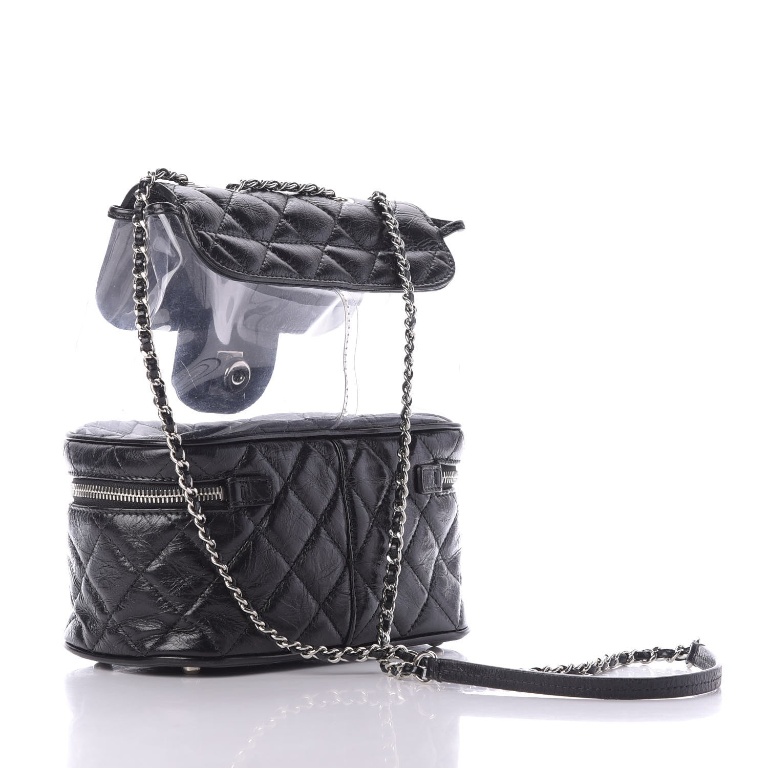 Chanel Crumpled Calfskin PVC Quilted Flap Black 2 of 7