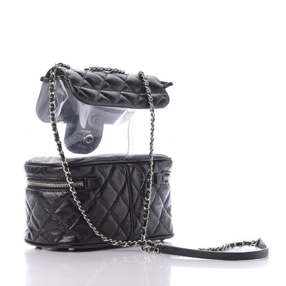 Chanel Crumpled Calfskin PVC Quilted Flap Black 2 of 7