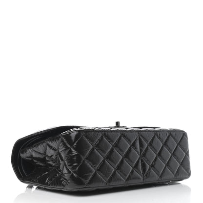 Chanel Shiny Distressed Calfskin Quilted Jumbo Double Flap So Black 4 of 11