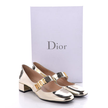 Christian Dior Mirror Finish Calfskin Baby-D Ballet Pumps 38 Stardust Gold 8 of 8