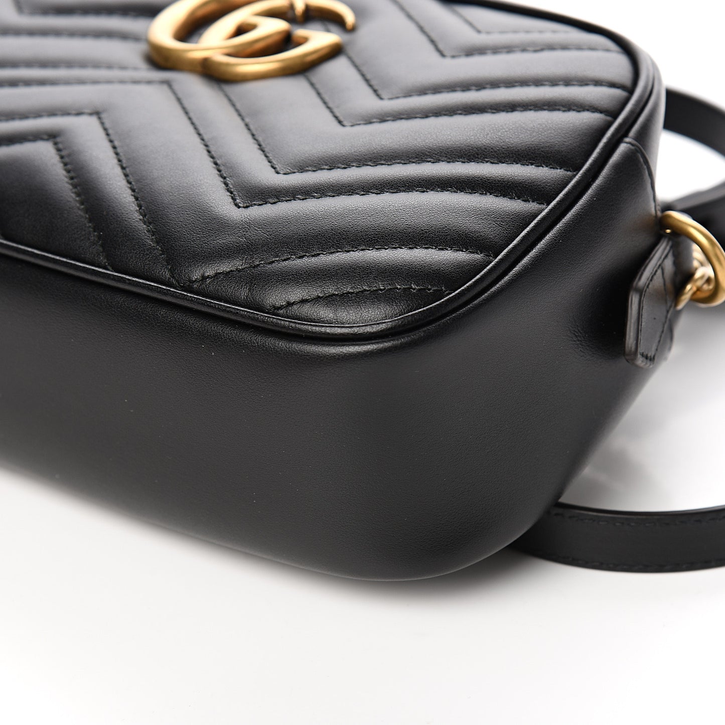 Calfskin Matelasse Small GG Marmont Chain Shoulder Bag Black