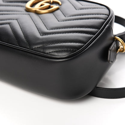 Gucci Calfskin Matelasse Small GG Marmont Chain Shoulder Bag Black 8 of 9