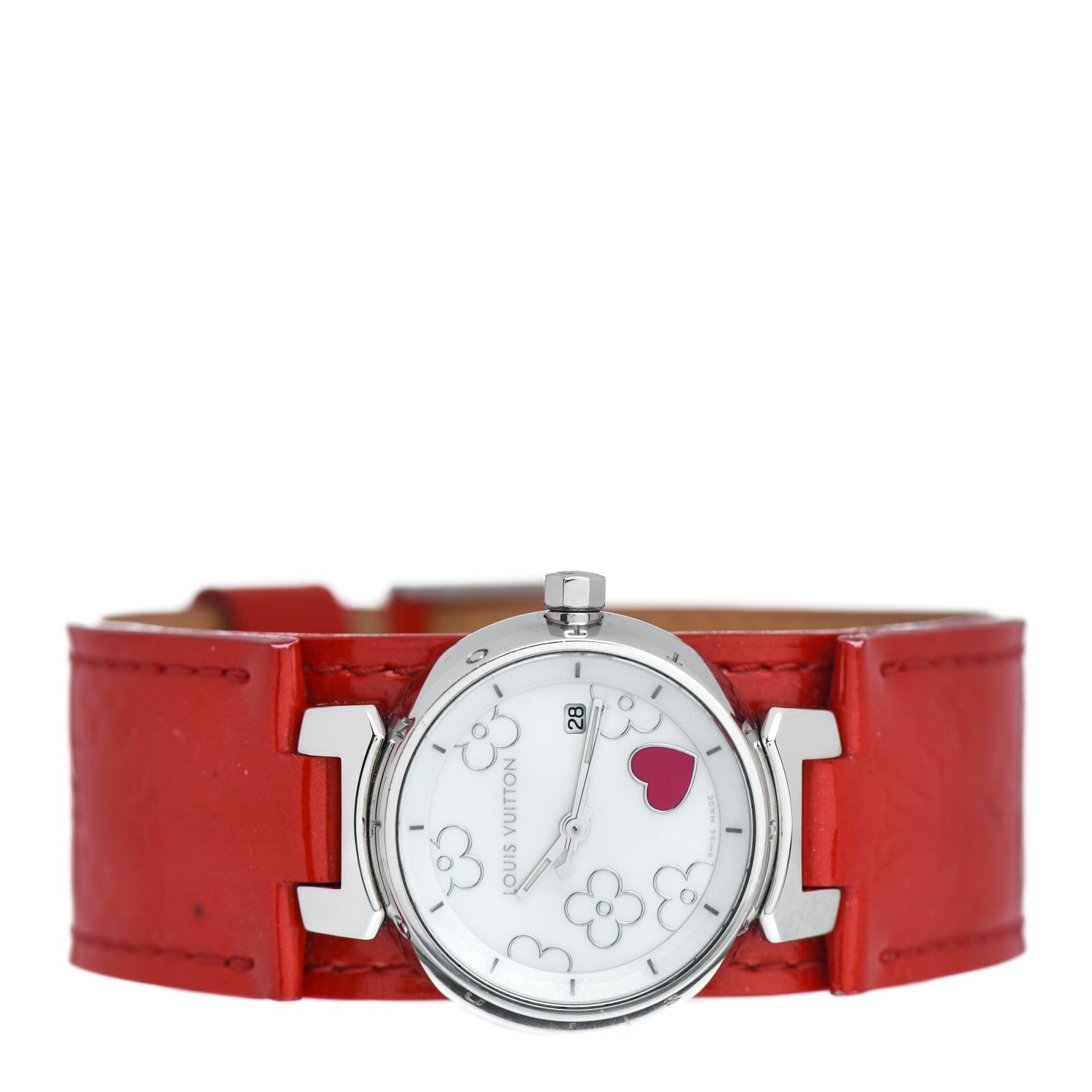 Louis Vuitton Stainless Steel Vernis 28mm Tambour Lovely Heart Quartz Watch 2 of 5