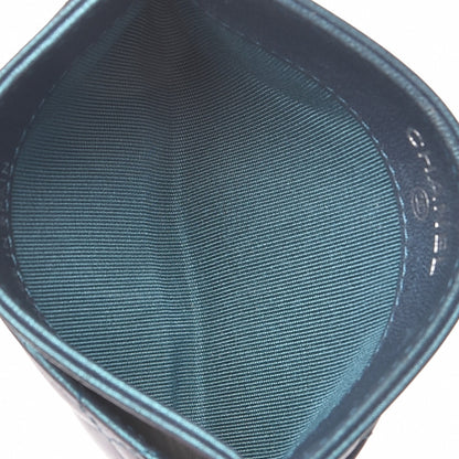 Chanel Metallic Lambskin Quilted Card Holder Turquoise 5 of 9