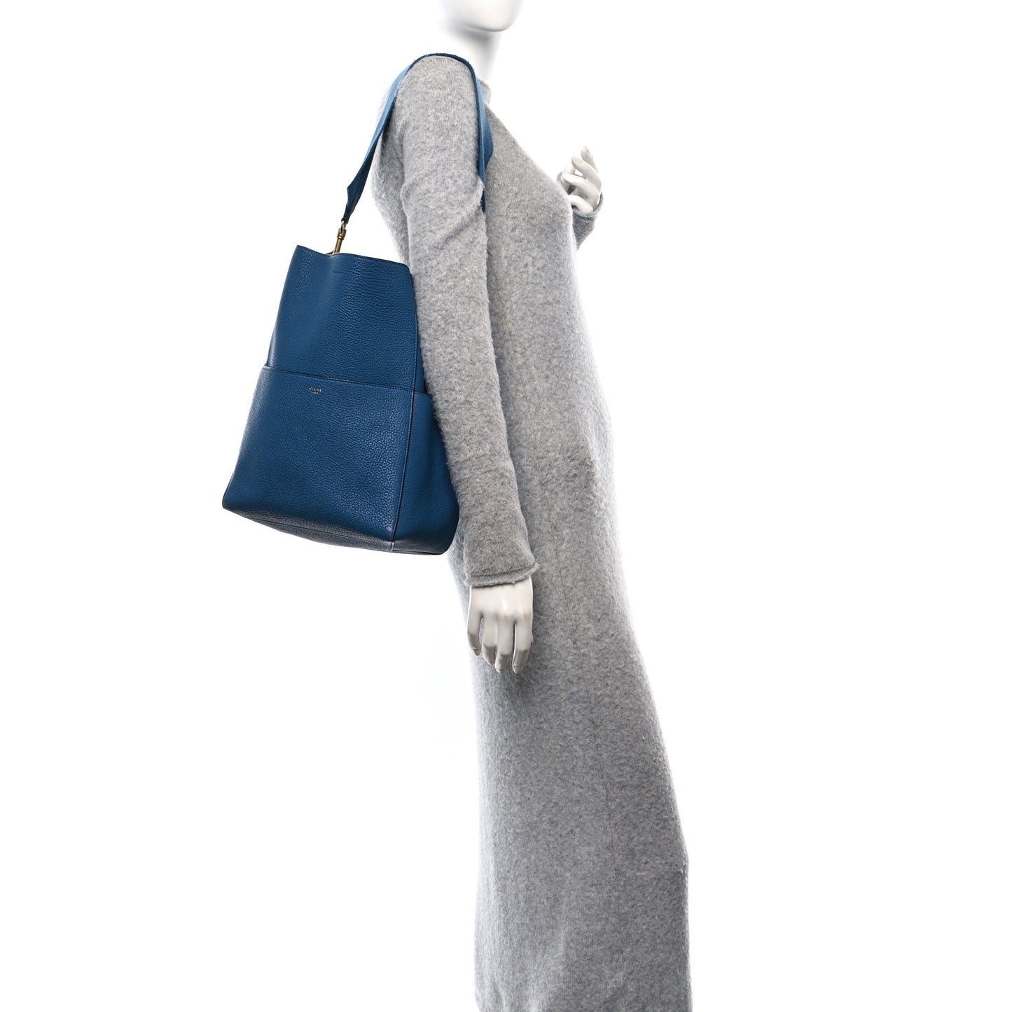 Goatskin Sangle Bucket Bag Blue