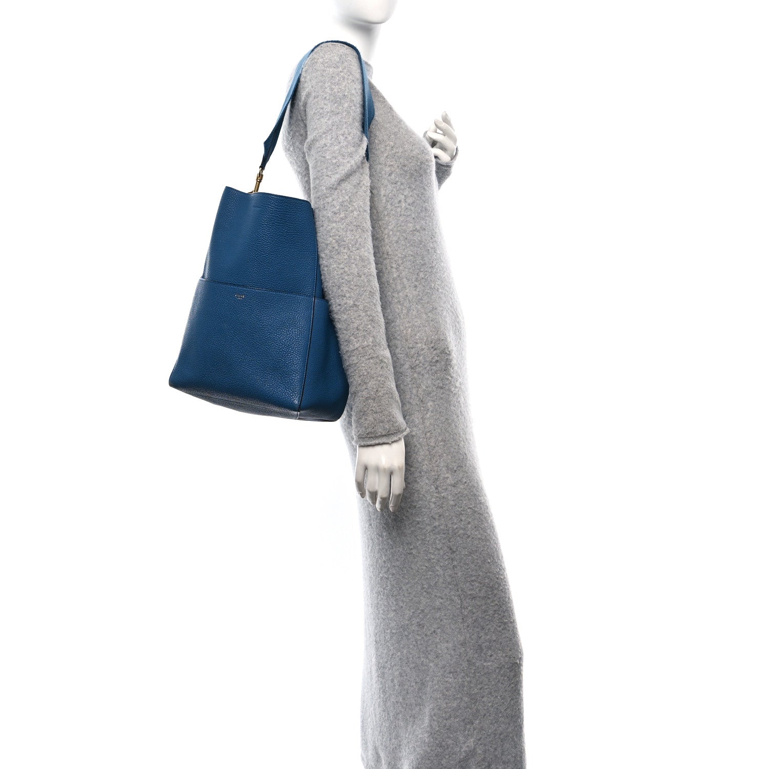Celine Goatskin Sangle Bucket Bag Blue 2 of 11