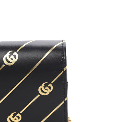 Gucci Calfskin Diagonal GG Mini Chain Wallet Black Gold 10 of 11