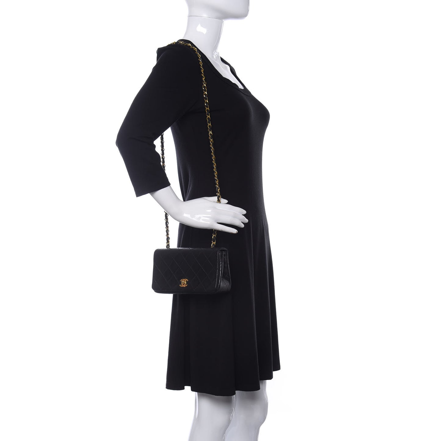Lambskin Quilted Small Single Flap Black
