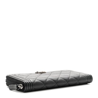 Chanel Caviar Quilted Boy Long Zip Around Wallet Black 4 of 8