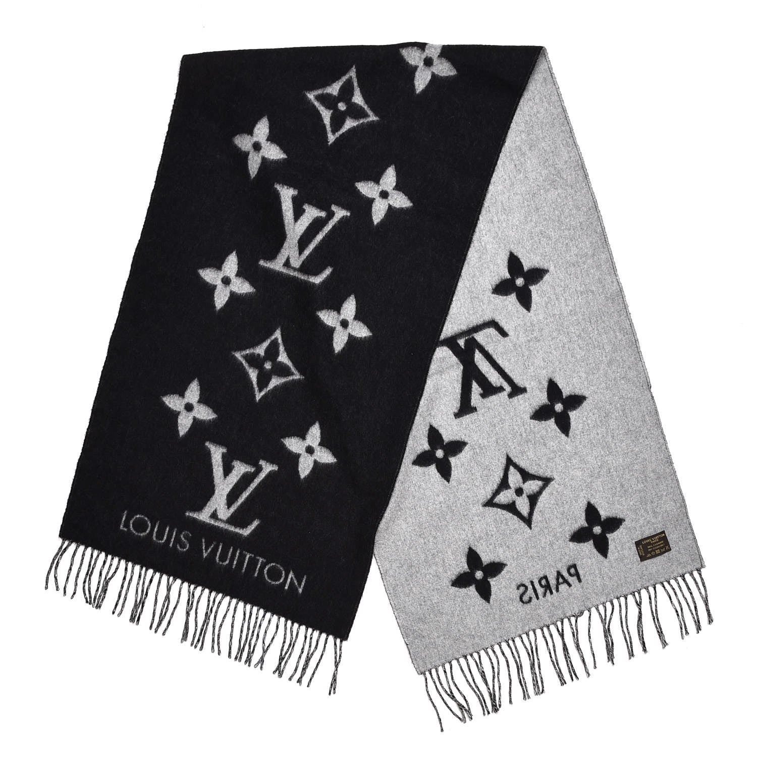 Louis Vuitton Cashmere Monogram Reykjavik Scarf Black 3 of 4