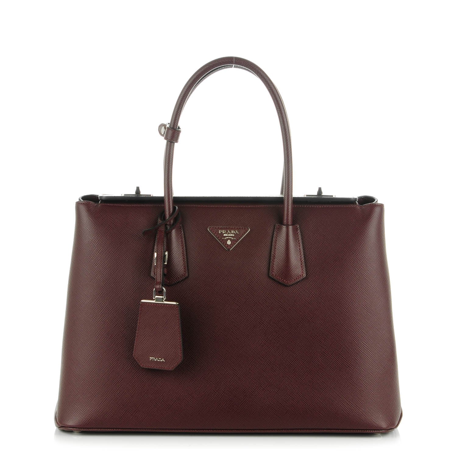 Prada Saffiano Cuir Twin Tote Granato 1 of 8