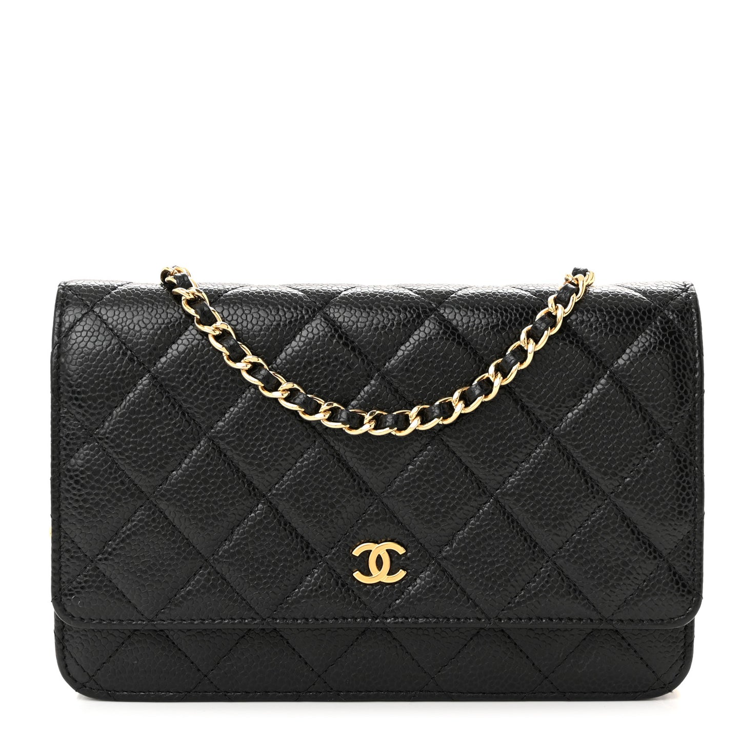 Caviar Quilted Wallet on Chain WOC Black