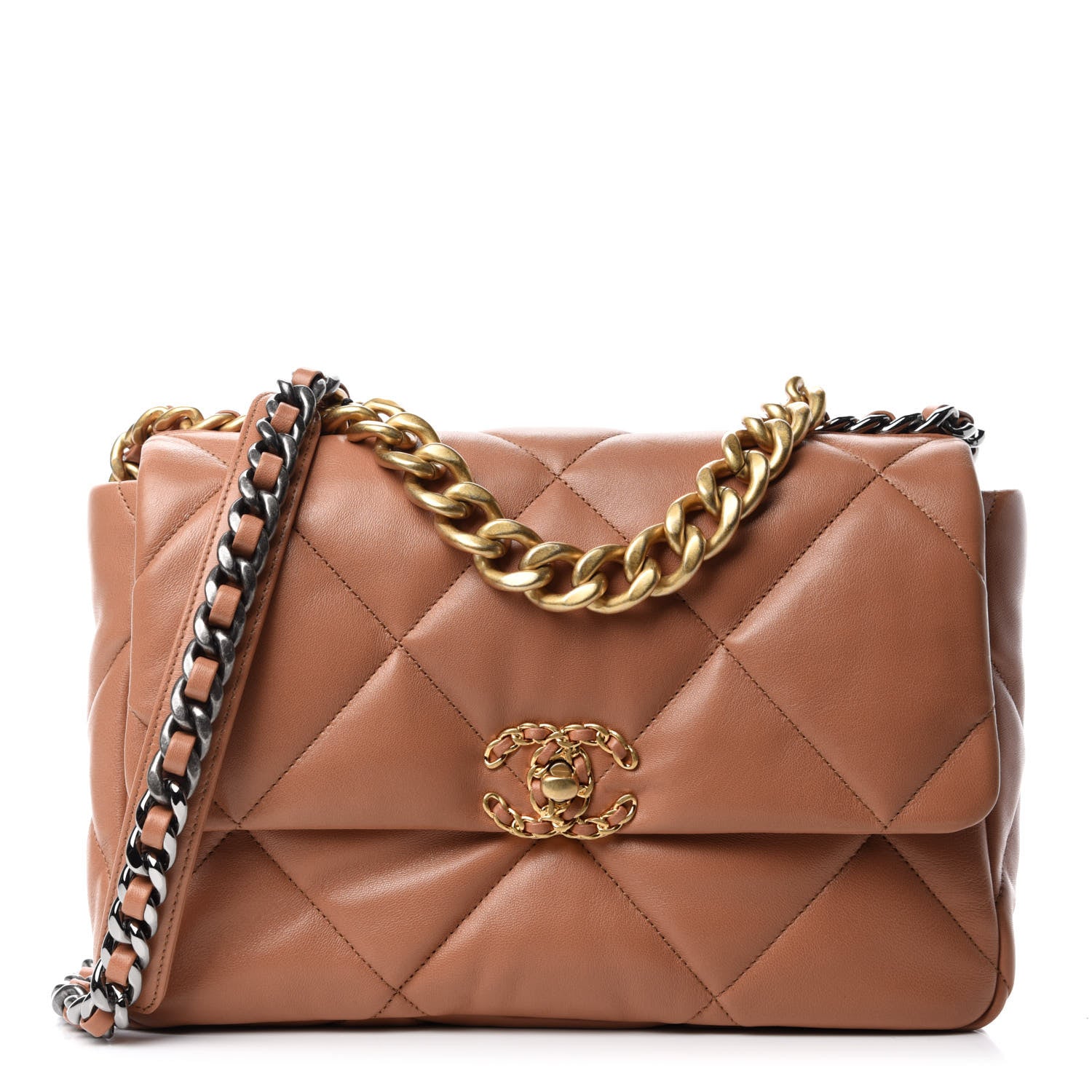 Chanel Lambskin Quilted Large Chanel 19 Flap Brown 1 of 11