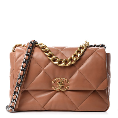 Chanel Lambskin Quilted Large Chanel 19 Flap Brown 1 of 11