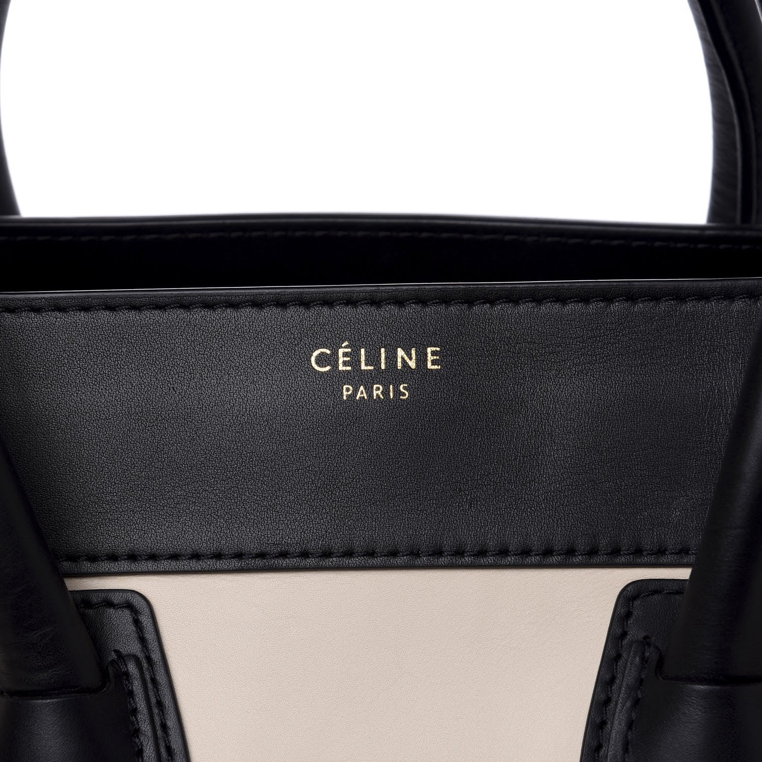 Celine Satin Calfskin Suede Mini Tri-Color Luggage Seashell 9 of 9