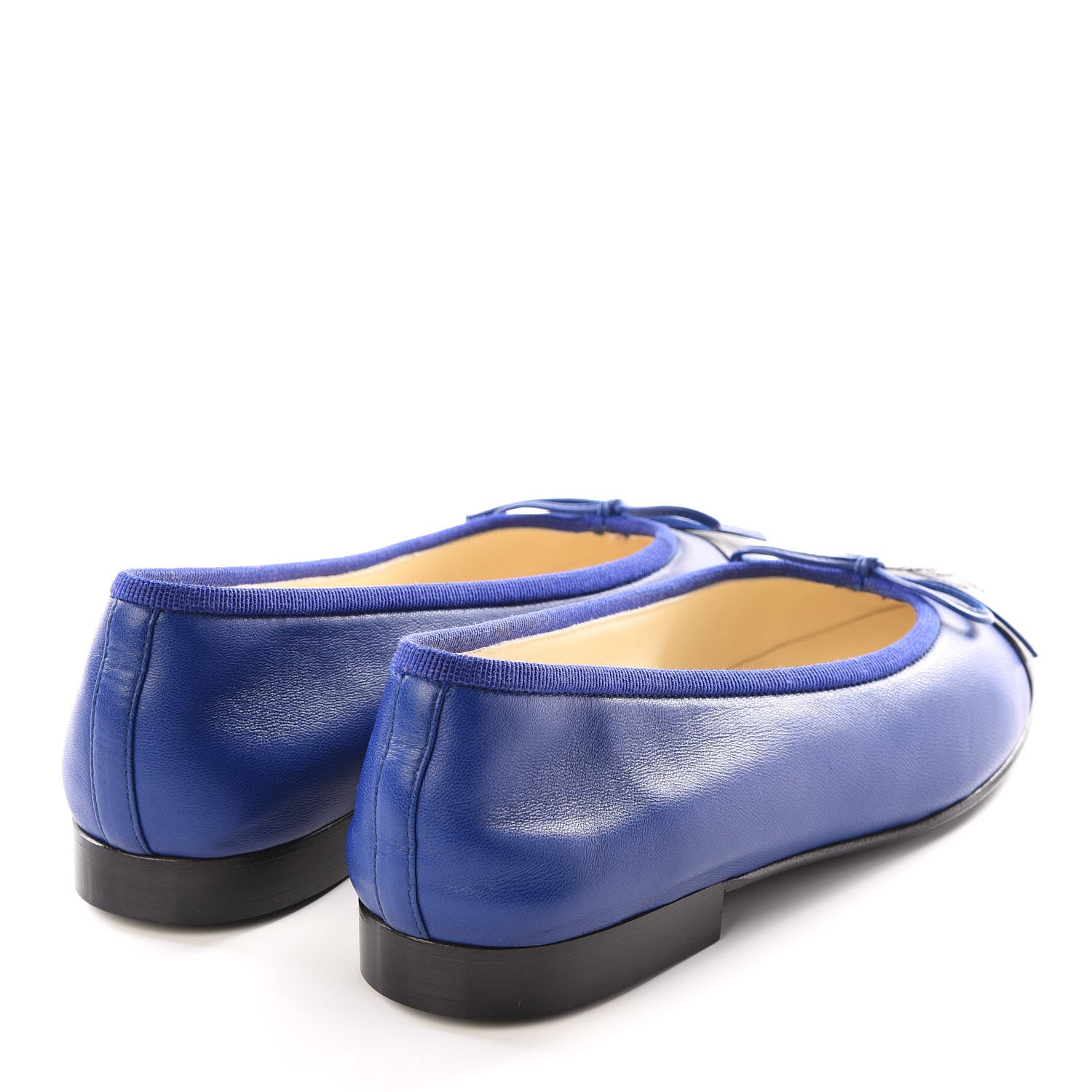 Chanel Lambskin Cap Toe CC Ballerina Flats 35 Blue Black 4 of 8