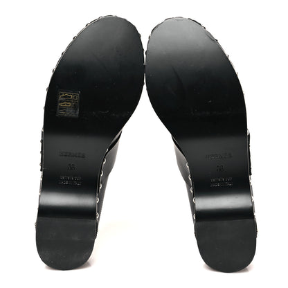 Hermes Calfskin Calya Mules 38 Black 6 of 8