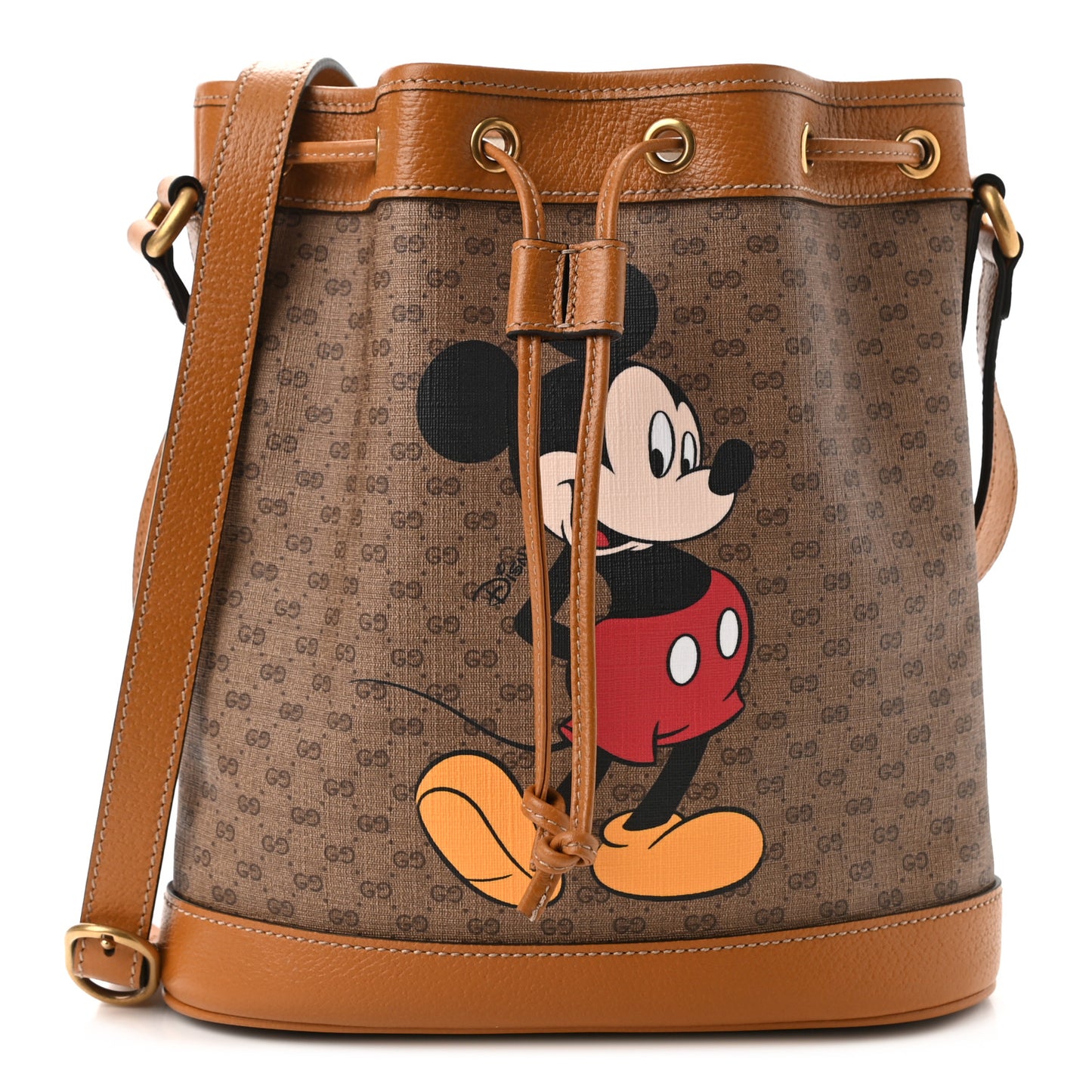 X DISNEY Mini Vintage GG Supreme Monogram Bucket Bag Beige Vintage Sun Oil