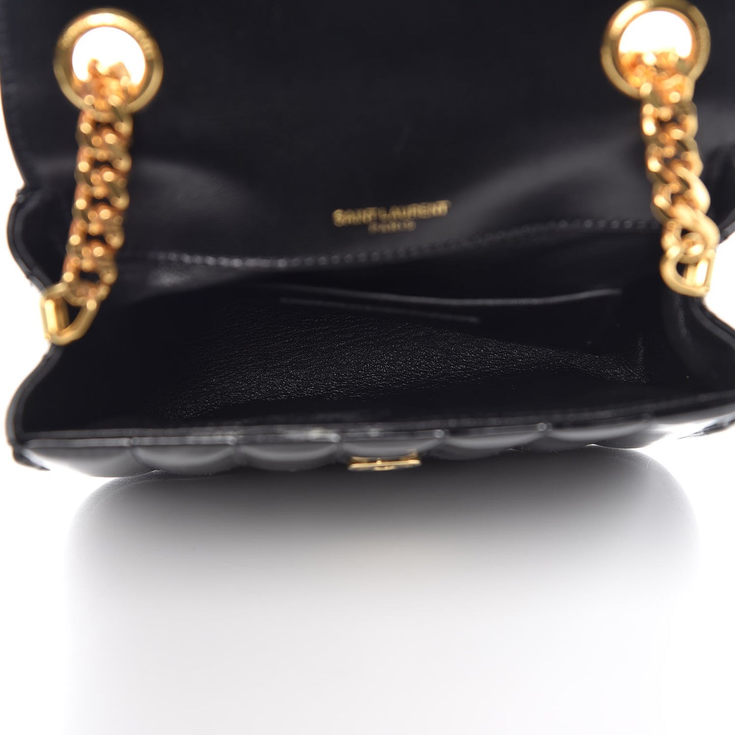 Patent Calfskin Matelasse Monogram Small Vicky Chain Bag Black