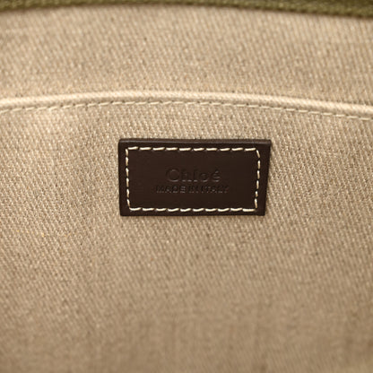 Chloe Linen Calfskin Medium Woody Tote Warm Green 7 of 9