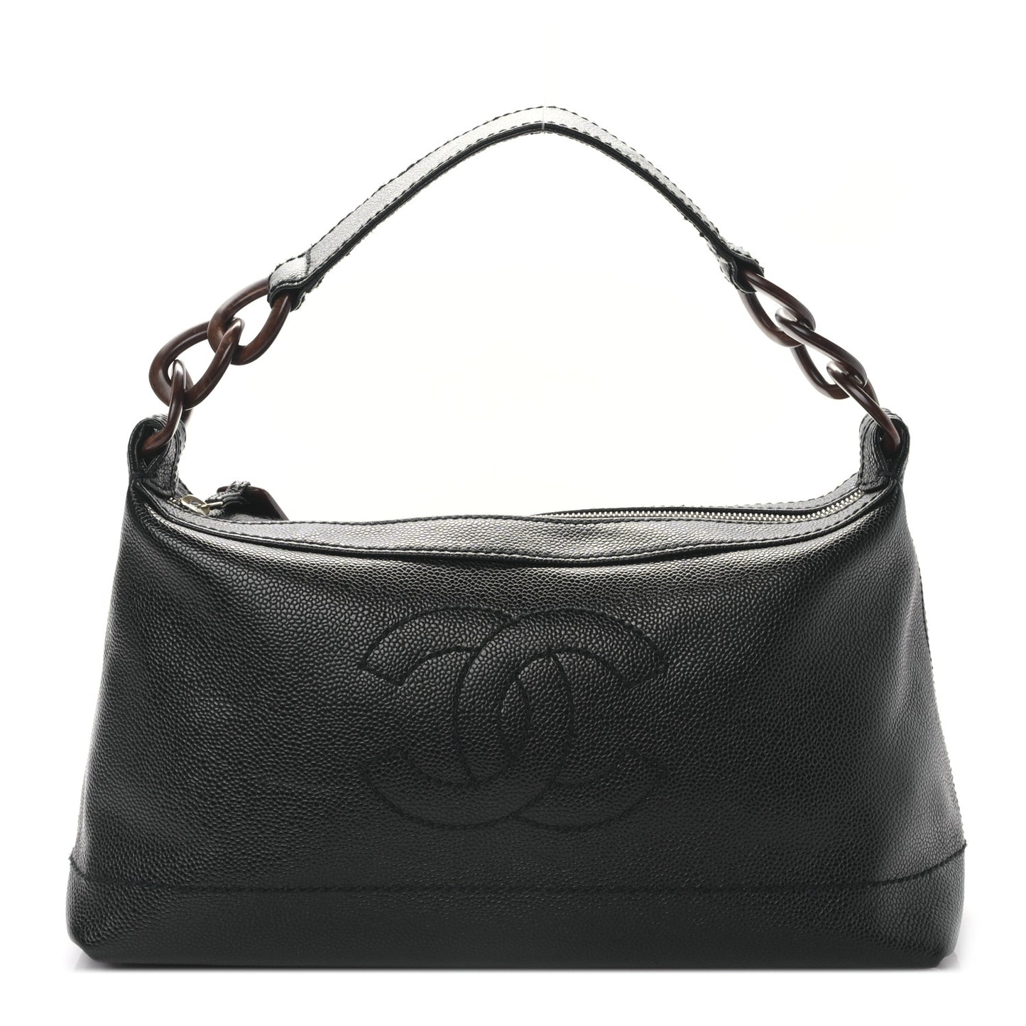Caviar CC Wood Chain Hobo Black