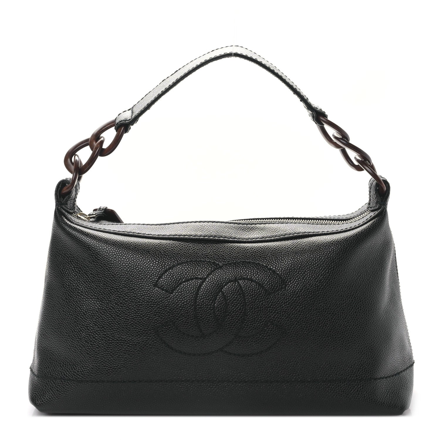Chanel Caviar CC Wood Chain Hobo Black 1 of 9