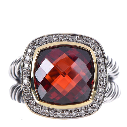 David Yurman Sterling Silver 18K Yellow Gold Diamond Garnet 11mm Albion Ring 54 6.5 1 of 5