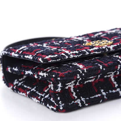 Chanel Wool Tweed Lambskin Quilted 19 Wallet On Chain WOC and Coin Purse Blue White Red 6 of 12