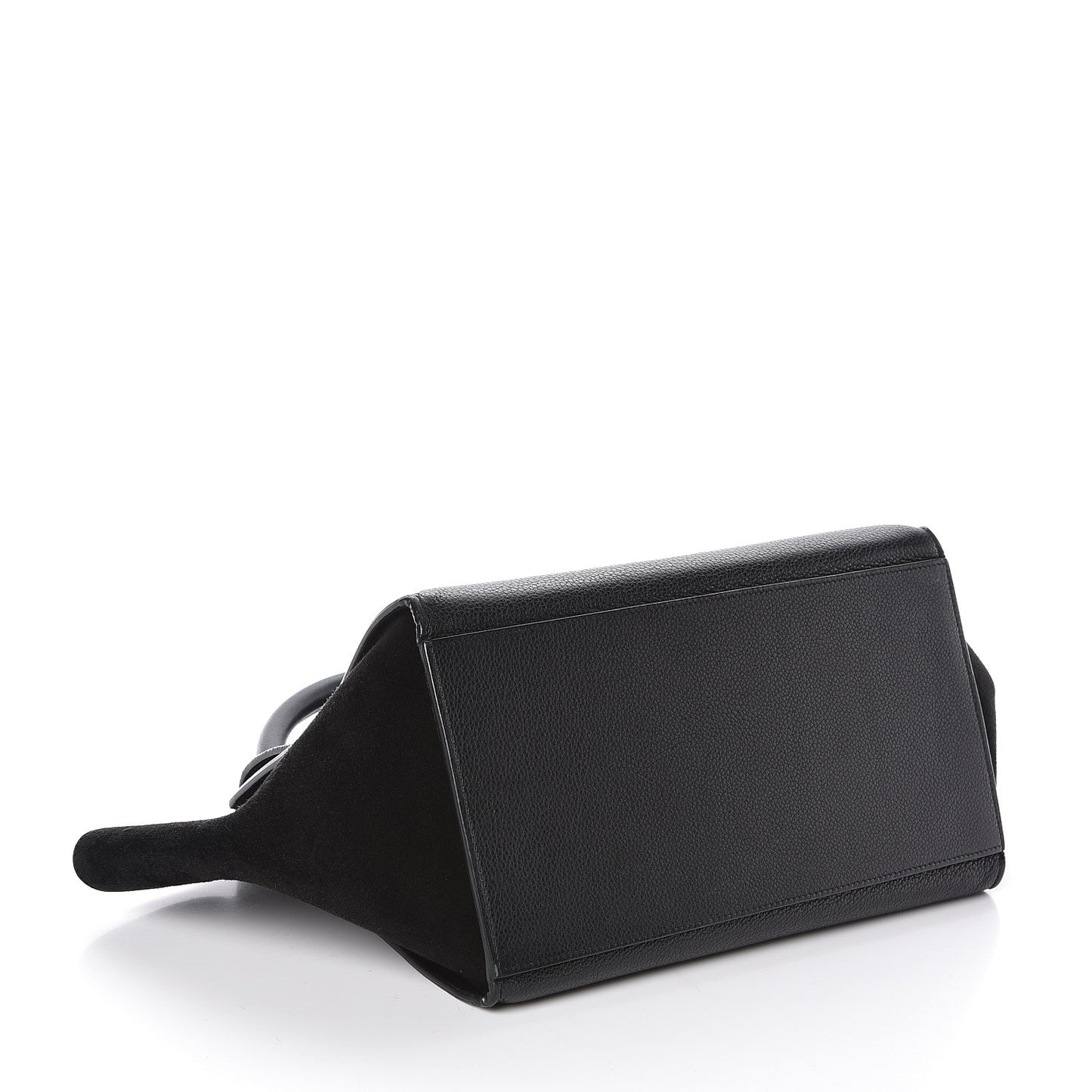 Drummed Calfskin Suede Small Trapeze Black