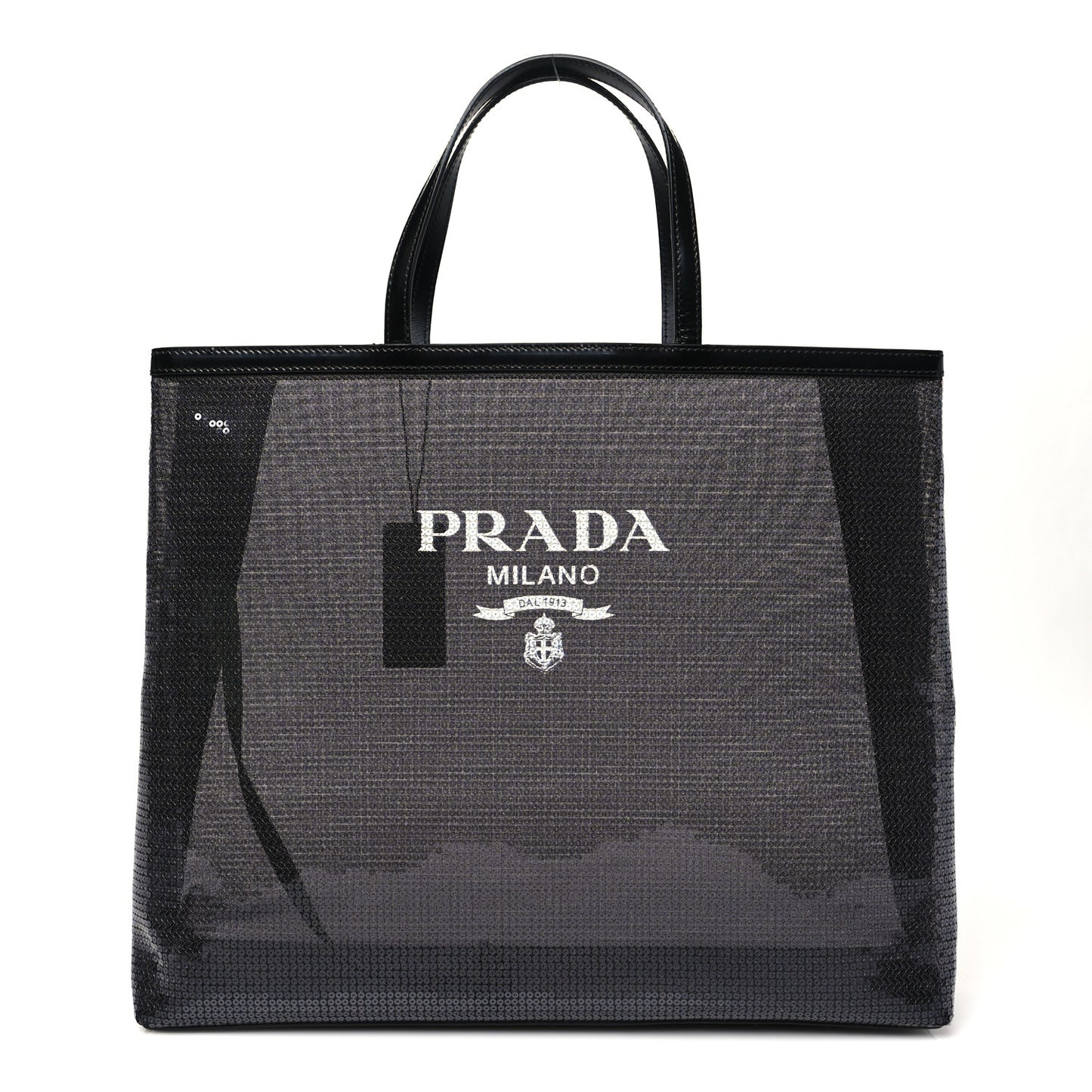 Mesh Sequin Spazzolato Logo Tote Black
