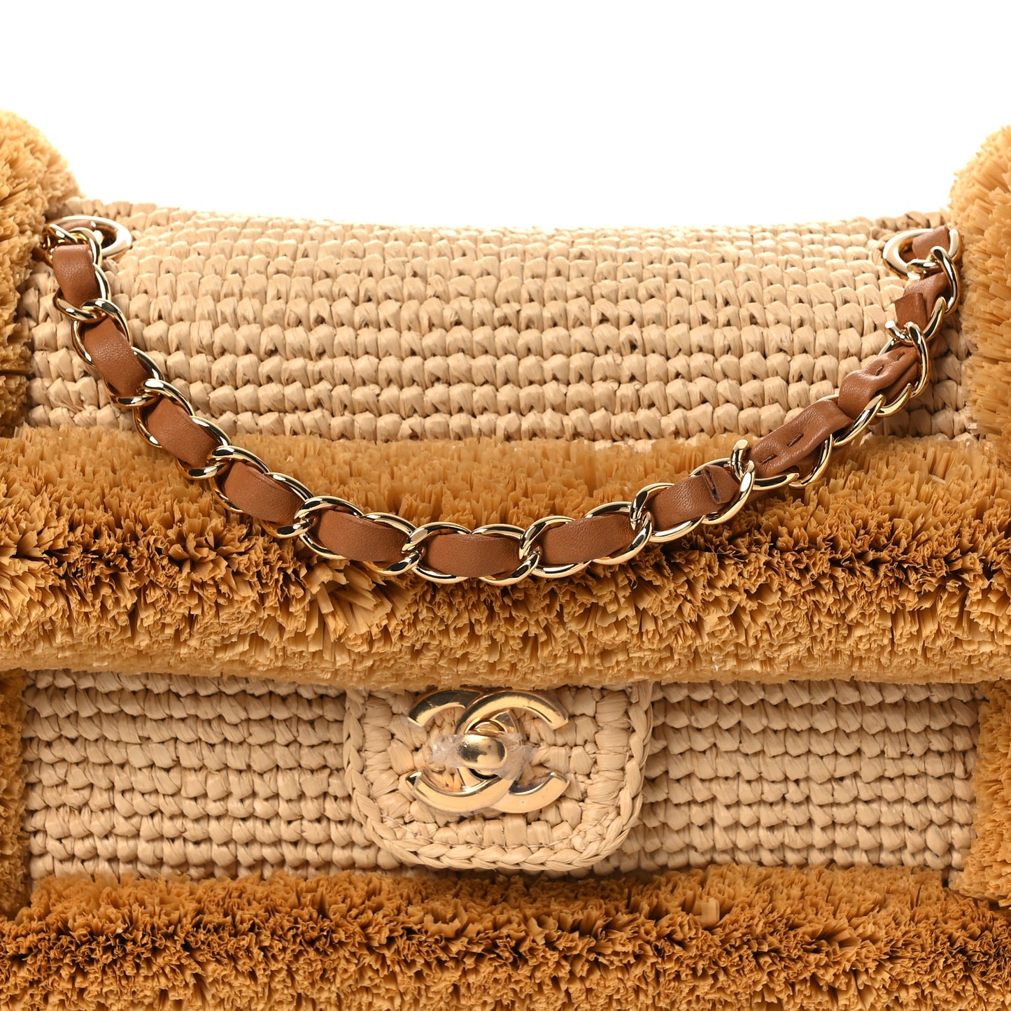 Braided Raffia Coco Beach Flap Beige