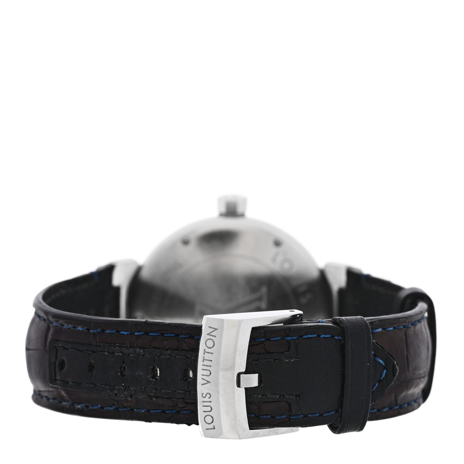Louis Vuitton Stainless Steel Alligator 39mm Tambour GMT Automatic Watch Blue 3 of 4
