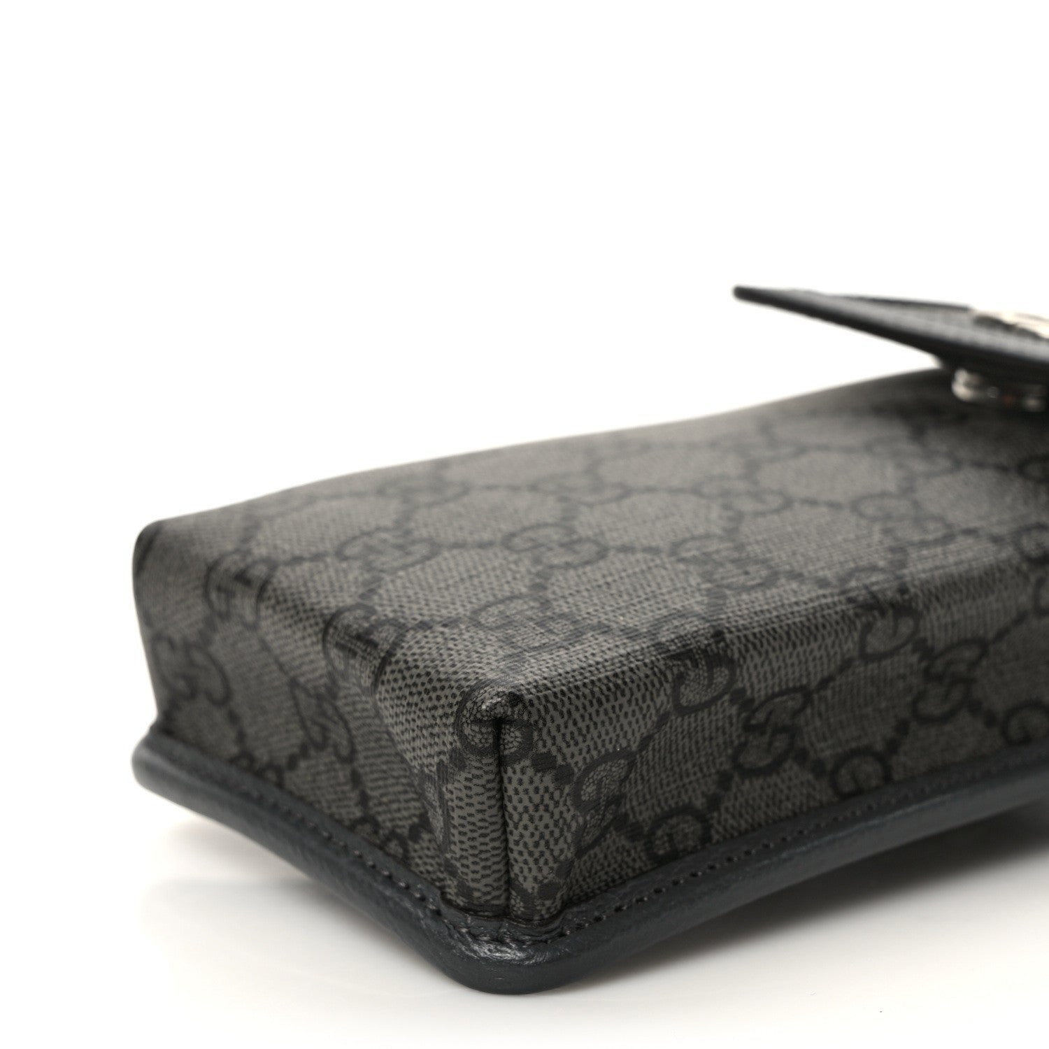 Gucci GG Supreme Monogram Textured Dollar Calfskin Phone Crossbody Bag Grey Black Graphite Grey 8 of 8